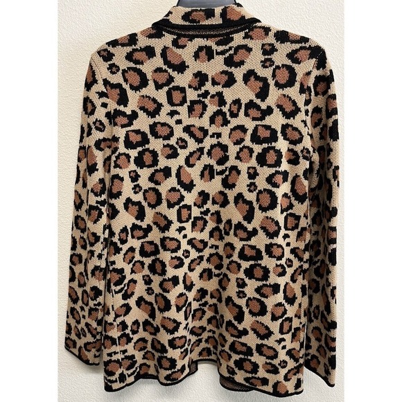 Talbots Leopard Cardigan Knit Blazer Size XS Wool Blend Tan NEW - Picture 4 of 10